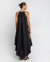 Vestido Lefkada Assimetrico Sleevless Preto e Dourado